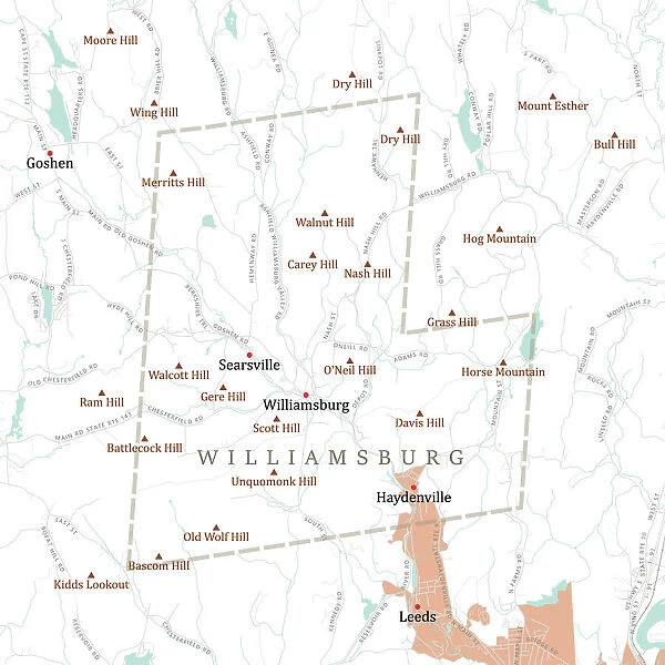 MA Hampshire Williamsburg Vector Road Map