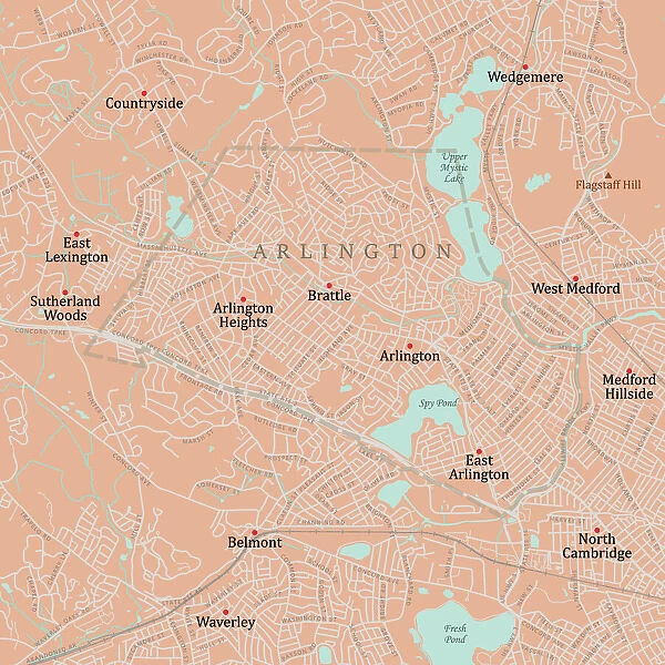 MA Middlesex Arlington Vector Road Map