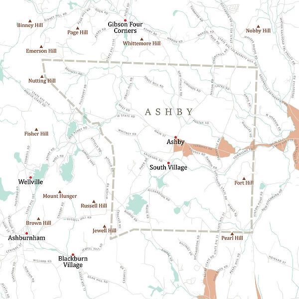 MA Middlesex Ashby Vector Road Map