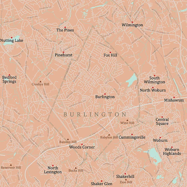 MA Middlesex Burlington Vector Road Map