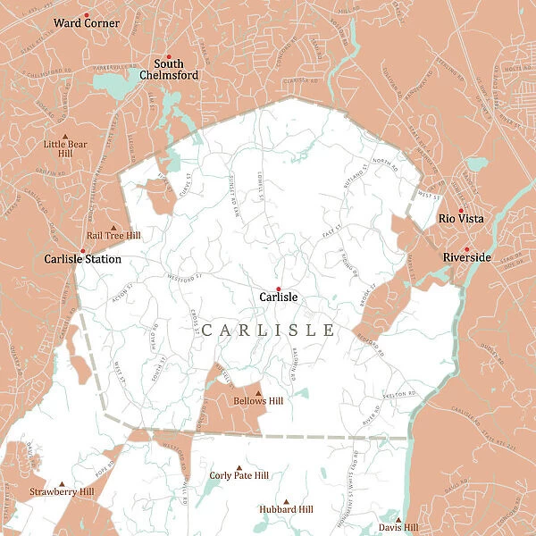MA Middlesex Carlisle Vector Road Map