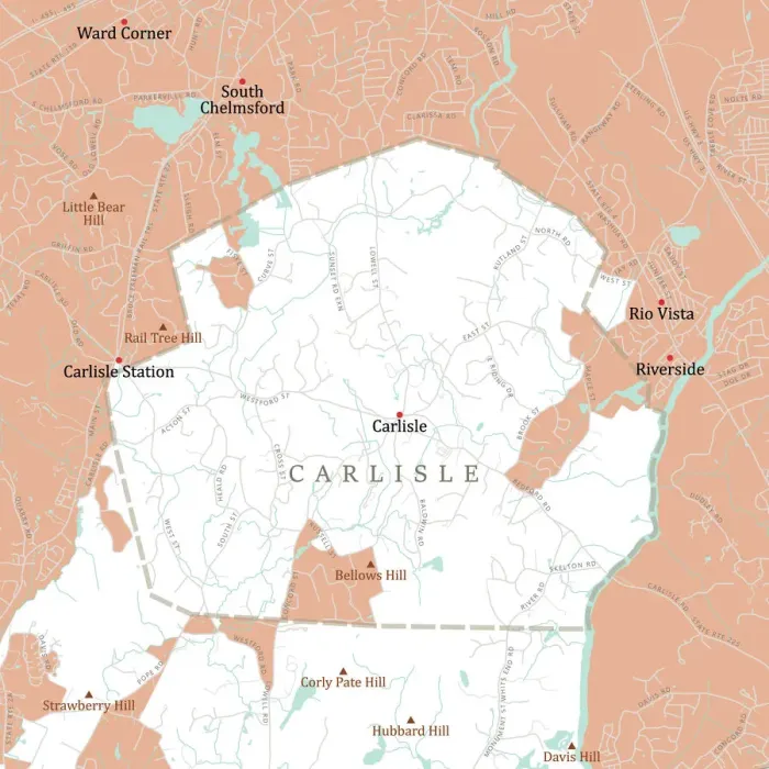 Framed Print : MA Middlesex Carlisle Vector Road Map Framed Print : MA Middlesex Carlisle Vector Road Map