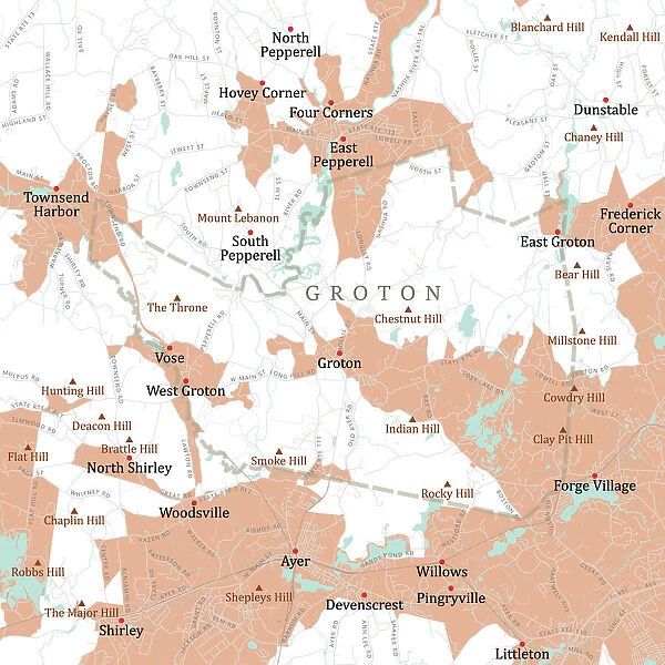 MA Middlesex Groton Vector Road Map