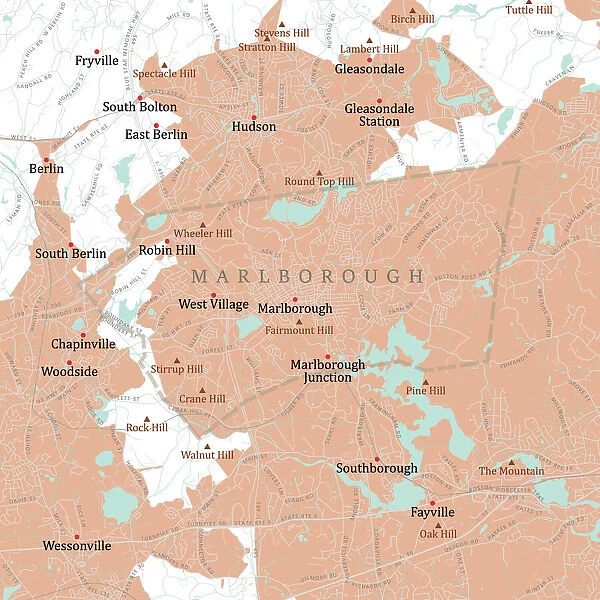 MA Middlesex Marlborough Vector Road Map