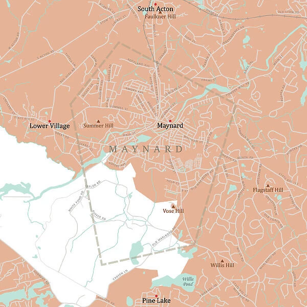 MA Middlesex Maynard Vector Road Map
