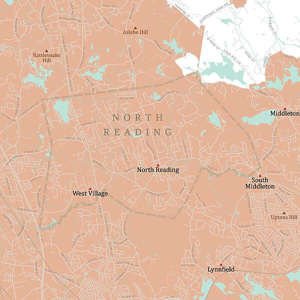 MA Middlesex North Reading Vector Road Map