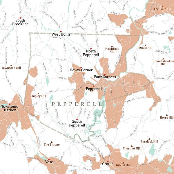 MA Middlesex Pepperell Vector Road Map
