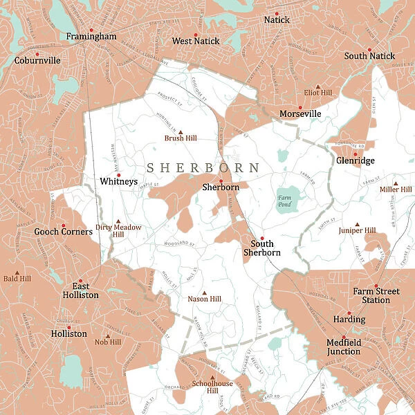 MA Middlesex Sherborn Vector Road Map