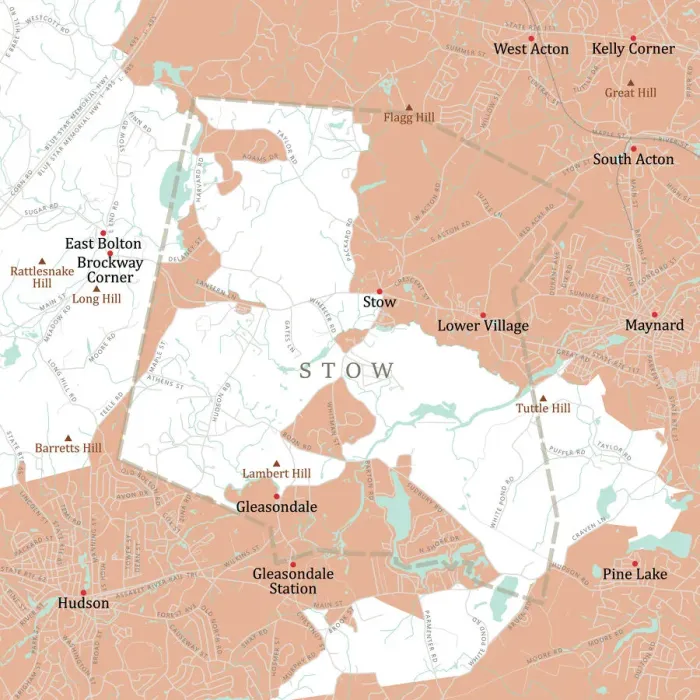 Framed Print : MA Middlesex Stow Vector Road Map Framed Print : MA Middlesex Stow Vector Road Map