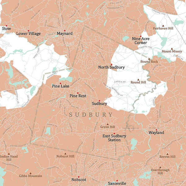 MA Middlesex Sudbury Vector Road Map