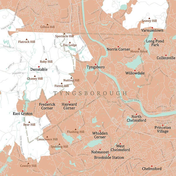 MA Middlesex Tyngsborough Vector Road Map
