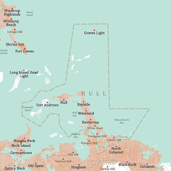 MA Plymouth Hull Vector Road Map