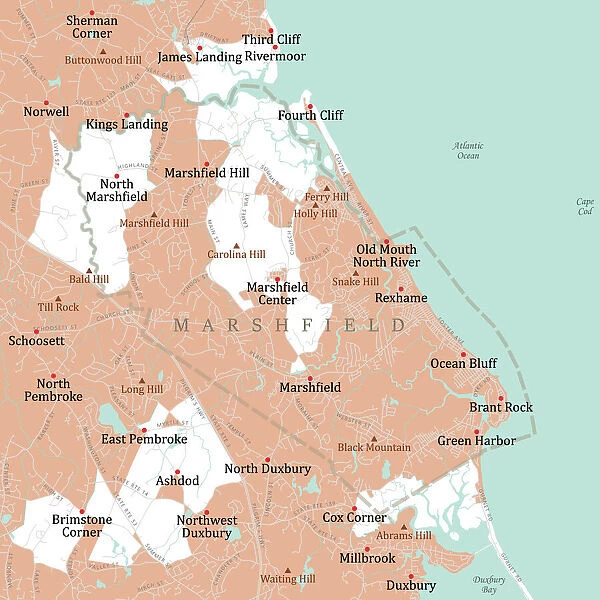 MA Plymouth Marshfield Vector Road Map