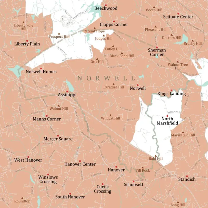 Framed Print : MA Plymouth Norwell Vector Road Map Framed Print : MA Plymouth Norwell Vector Road Map