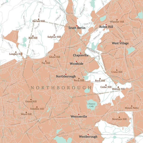 MA Worcester Northborough Vector Road Map