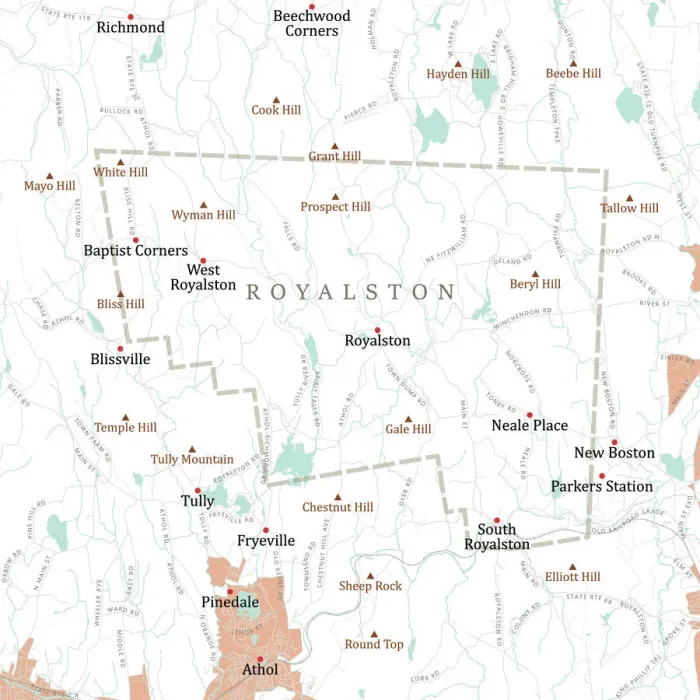 Framed Print : MA Worcester Royalston Vector Road Map Framed Print : MA Worcester Royalston Vector Road Map