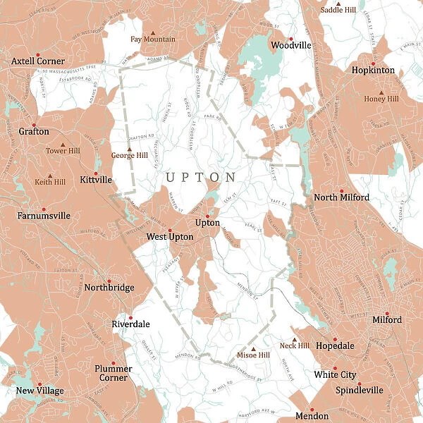 MA Worcester Upton Vector Road Map
