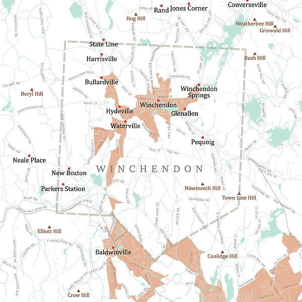 MA Worcester Winchendon Vector Road Map