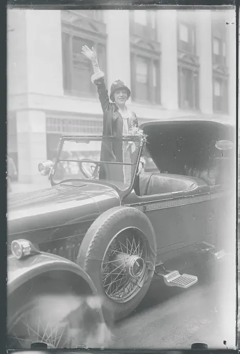 Framed Print : Mabel Normand Waving from Car Framed Print : Mabel Normand Waving from Car
