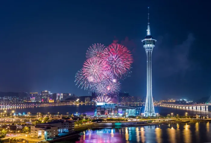 Framed Print : Macau colourful fireworks over the bay Framed Print : Macau colourful fireworks over the bay