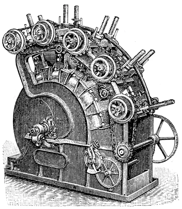 Framed Print : Machine. Antique illustration of a Machine Framed Print : Machine. Antique illustration of a Machine