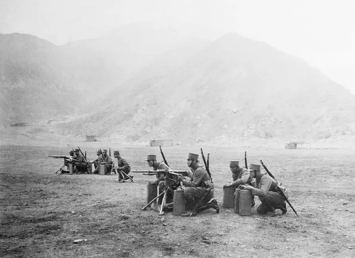 Framed Print : Machine Gun Section of Military Garrison