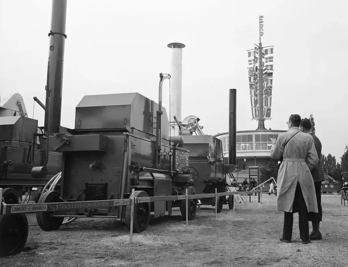 Framed Print : Machinery In Front Of Industrial Fair Framed Print : Machinery In Front Of Industrial Fair