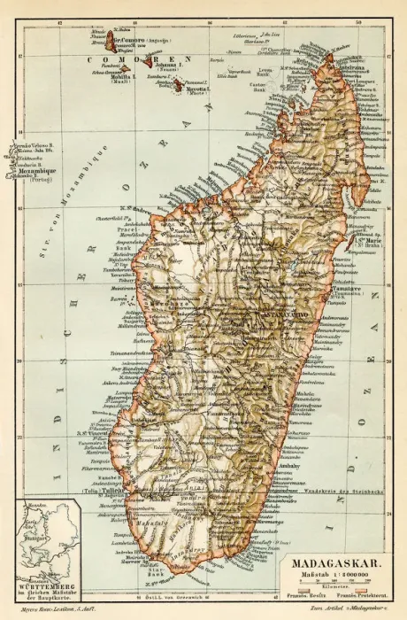 Framed Print : Madagascar Ceylon map 1895 Framed Print : Madagascar Ceylon map 1895