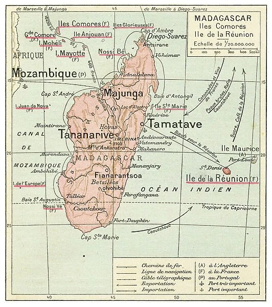 Madagascar Comores Islands map 1887