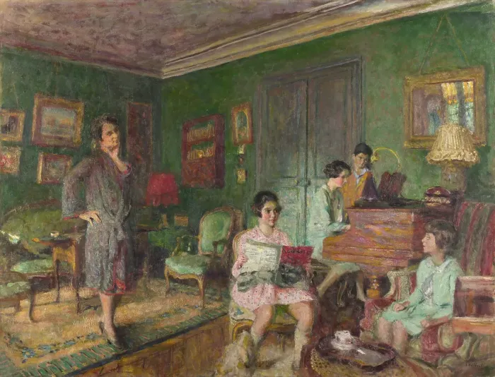Framed Print : Madame André Wormser and her Children, 1927. Artist: Vuillard, Édouard (1868-1940)