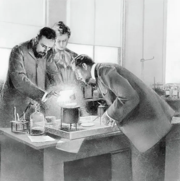 Framed Print : Madame Curie and Others Experimenting with Radium Framed Print : Madame Curie and Others Experimenting with Radium