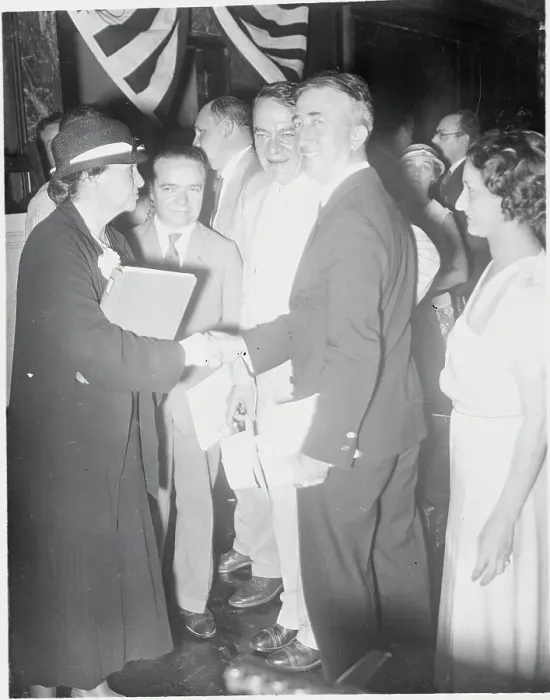 Framed Print : Madame Perkins Being Greeted