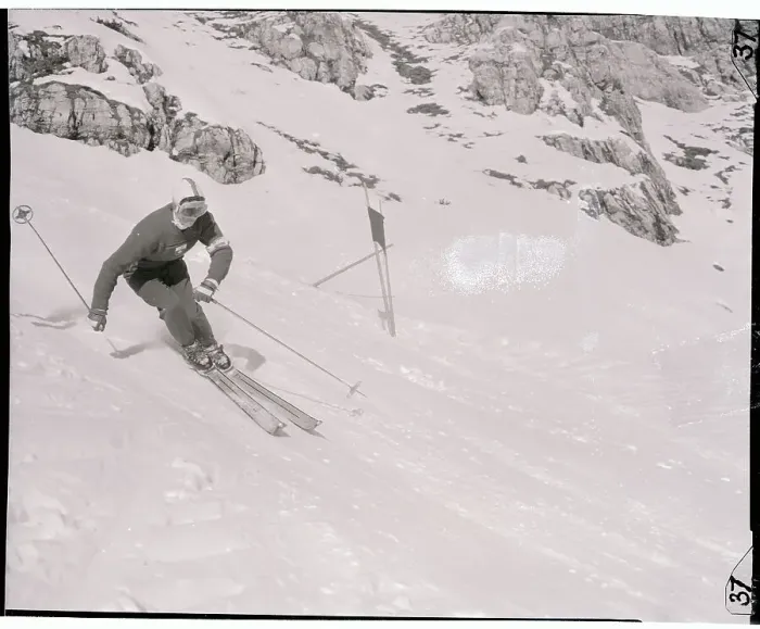 Framed Print : Madeleine Berthod Skiing Framed Print : Madeleine Berthod Skiing