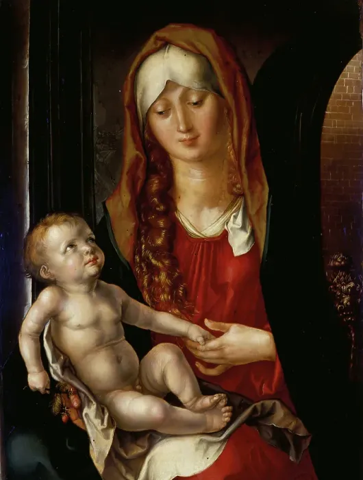 Framed Print : Madonna and Child in front of an Arch (Madonna del Patrocinio), by Dürer Albrecht, 16th Century, 1505-1507, oil on board, cm 48 x 36 Framed Print : Madonna and Child in front of an Arch (Madonna del Patrocinio), by Dürer Albrecht, 16th Century, 1505-1507, oil on board, cm 48 x 36
