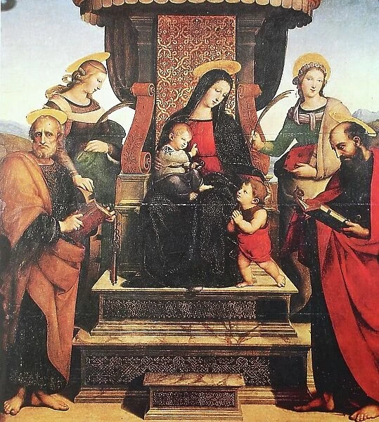Madonna and Child surrounded by five saints, Pala Colonna, by Raffaello Sanzio da Urbino, also Raphael da Urbino, Raffaello Santi, Raffaello Sanzio, Raphael, Italian painter, Italy
