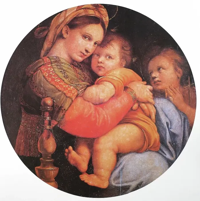 Framed Print : Madonna della Sedia, by Raffaello Sanzio da Urbino, also Raffael da Urbino, Raffaello Santi, Raffaello Sanzio, Raffael, Italian painter, Italy, digitally restored reproduction of a work of art (public domain) from c. 1500 Framed Print : Madonna della Sedia, by Raffaello Sanzio da Urbino, also Raffael da Urbino, Raffaello Santi, Raffaello Sanzio, Raffael, Italian painter, Italy, digitally restored reproduction of a work of art (public domain) from c. 1500