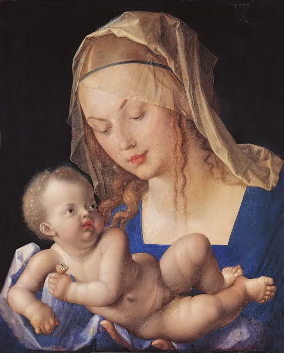 Framed Print : Madonna of the Pear, by Albrecht Drer, 1512, 16th Century, lime tree panel, cm 49 x 37 Framed Print : Madonna of the Pear, by Albrecht Drer, 1512, 16th Century, lime tree panel, cm 49 x 37