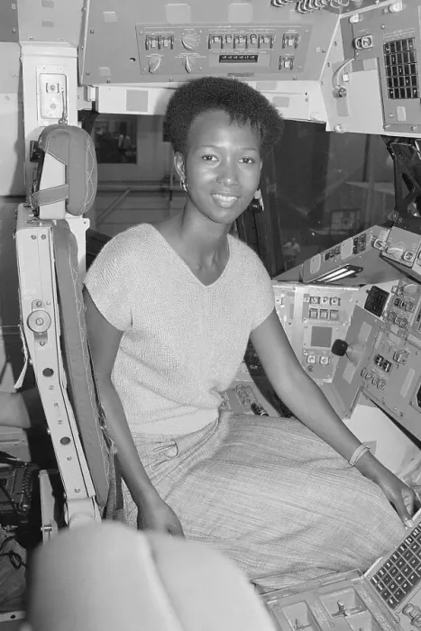 Framed Print : Mae Jamison Posing Inside Space Shuttle Simulator Framed Print : Mae Jamison Posing Inside Space Shuttle Simulator