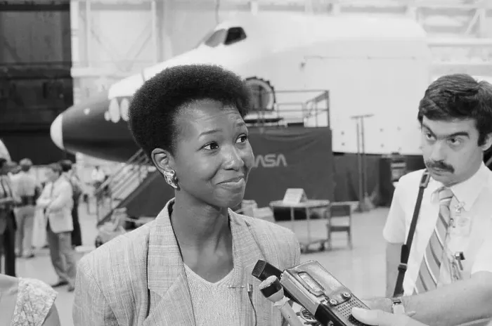 Framed Print : Mae Jemison Talking to Reporters Framed Print : Mae Jemison Talking to Reporters