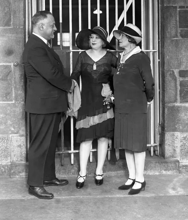 Framed Print : Mae West is seen here being welcomed back to Blackwell's Island jail