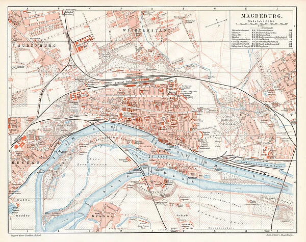 Magdeburg city map 1895