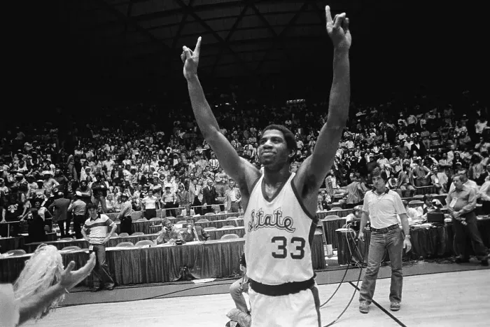 Framed Print : Magic Johnson With Hands Raised in Victory Framed Print : Magic Johnson With Hands Raised in Victory