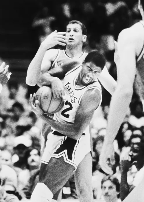 Framed Print : Magic Johnson Taking Rebound During Basketball Game Framed Print : Magic Johnson Taking Rebound During Basketball Game