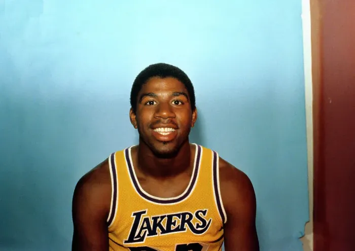 Framed Print : Magic Johnson in Uniform Framed Print : Magic Johnson in Uniform
