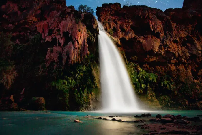 Framed Print : Magical Havasupai Falls on a Starry Night