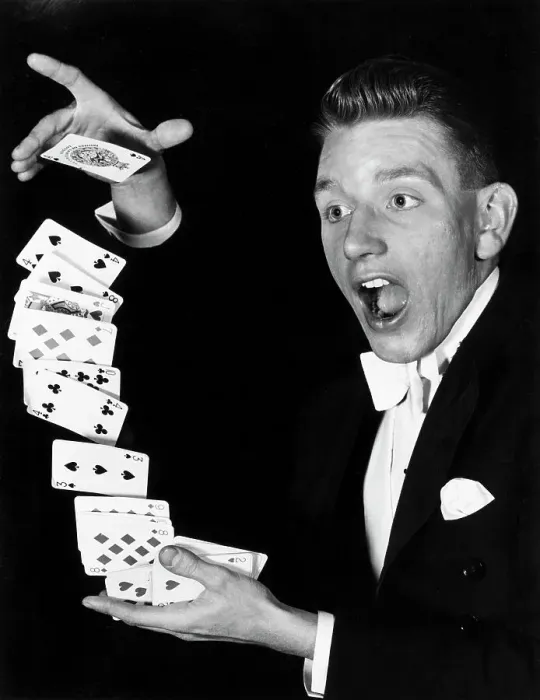 Framed Print : Magician Doing Card Trick Framed Print : Magician Doing Card Trick