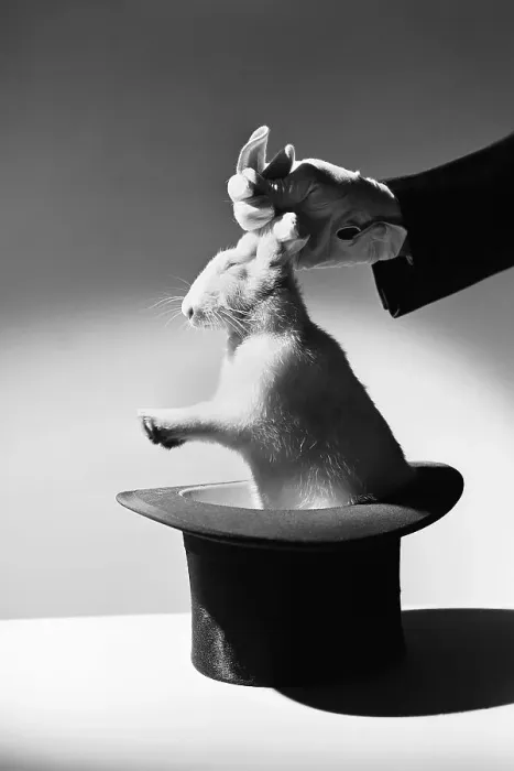Framed Print : Magician Pulling a Rabbit out of a Hat Framed Print : Magician Pulling a Rabbit out of a Hat