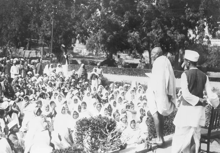 Framed Print : Mahatma Gandhi Addressing Followers