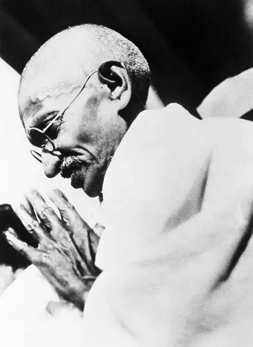 Framed Print : Mahatma Gandhi Bowing Framed Print : Mahatma Gandhi Bowing