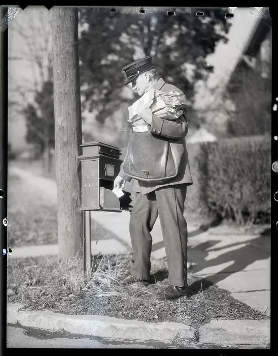 Framed Print : Mailman Emptying Box Framed Print : Mailman Emptying Box